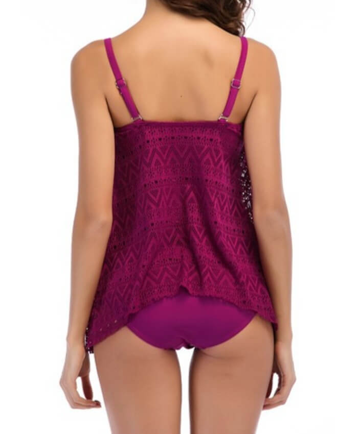 Solid Purple Spaghetti Strap Tankini Set
